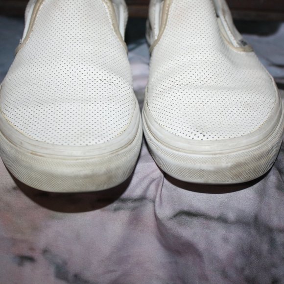 Slip On White Leather VANS  🌵 7.5 Women - Picture 6 of 14